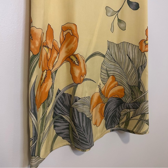 VINTAGE Tommy Bahama Yellow Silk Hawaiian Floral Dress Size XS - Picture 4 of 6